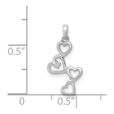 14K White Gold Diamond Dangling Hearts Pendant – view 5