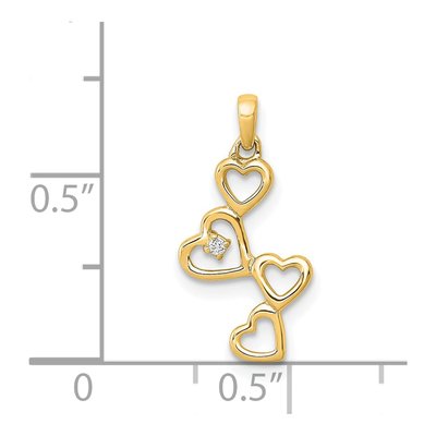 14K Yellow Gold Diamond Dangling Hearts Pendant – view 3