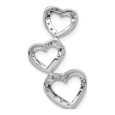 10K White Gold 1/10 ct tw Diamond Triple Heart Slide Pendant – view 3