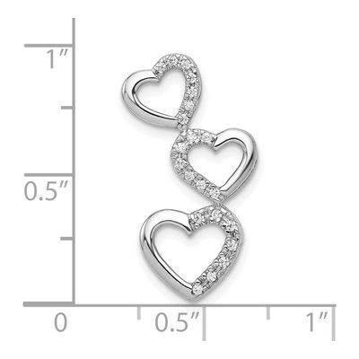 10K White Gold 1/10 ct tw Diamond Triple Heart Slide Pendant – view 4