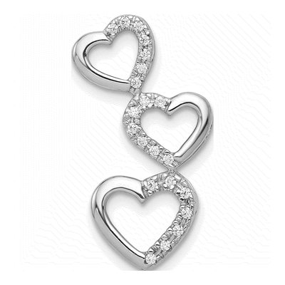 10K White Gold 1/10 ct tw Diamond Triple Heart Slide Pendant