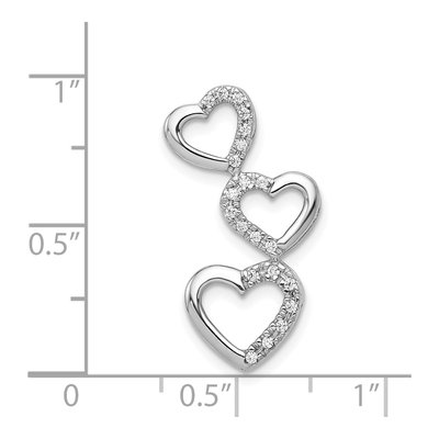 14K White Gold 1/10 ct tw Diamond Triple Heart Slide Pendant – view 4