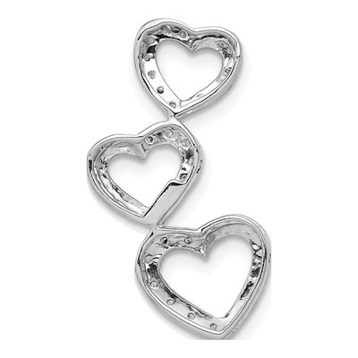 14K White Gold 1/10 ct tw Diamond Triple Heart Slide Pendant – view 5