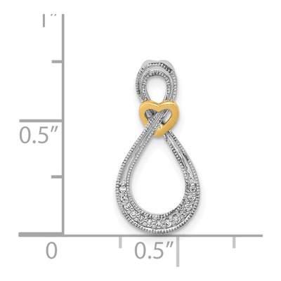 14K Two-Tone Gold 1/20 ct tw Diamond Infinity Heart Slide Pendant – view 5