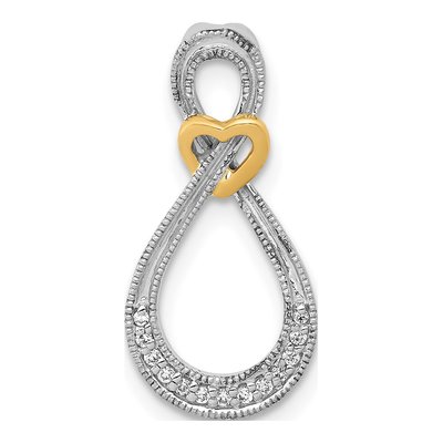 14K Two-Tone Gold 1/20 ct tw Diamond Infinity Heart Slide Pendant