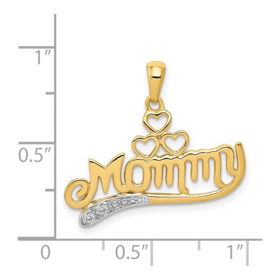 14K Yellow Gold Diamond Mommy Double Heart Pendant – view 5