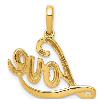 14K Yellow Gold Diamond LOVE Script Pendant – view 4