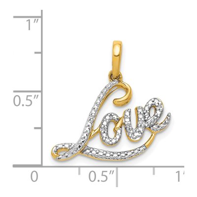 14K Yellow Gold Diamond LOVE Script Pendant – view 5