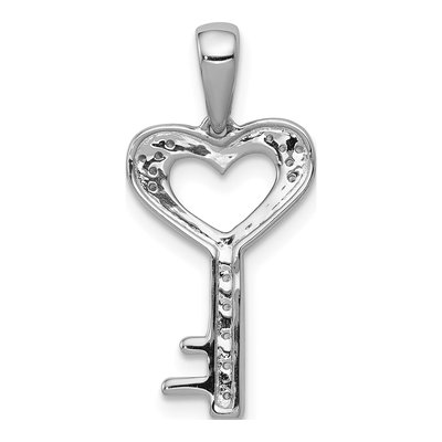 14K White Gold 1/20 ct tw Diamond Heart Key Pendant – view 4
