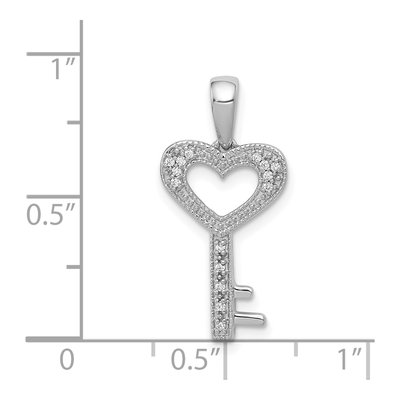 14K White Gold 1/20 ct tw Diamond Heart Key Pendant – view 5