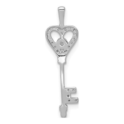 10K White Gold 1/10 ct tw Diamond Heart Key Pendant – view 3