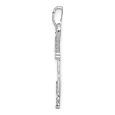 14K White Gold 1/10 ct tw Diamond Heart Key Pendant – view 3