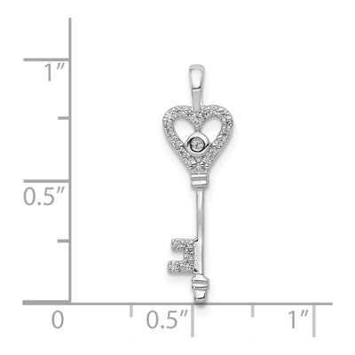 14K White Gold 1/10 ct tw Diamond Heart Key Pendant – view 5