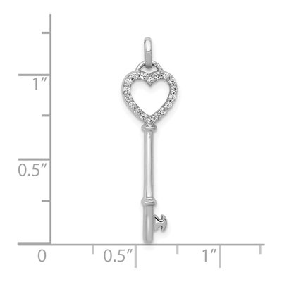 10K White Gold 1/10 ct tw Diamond Heart Key Pendant – view 4