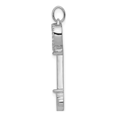 14K White Gold 1/10 ct tw Diamond Heart Key Pendant – view 3