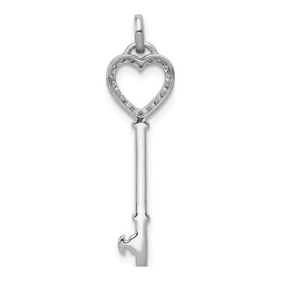 14K White Gold 1/10 ct tw Diamond Heart Key Pendant – view 4