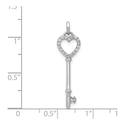 14K White Gold 1/10 ct tw Diamond Heart Key Pendant – view 5