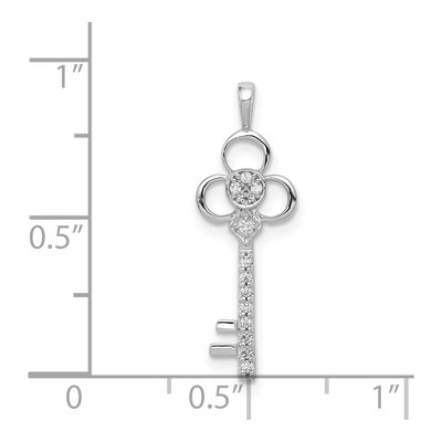 14K White Gold 1/15 ct tw Diamond Club Key Pendant – view 5