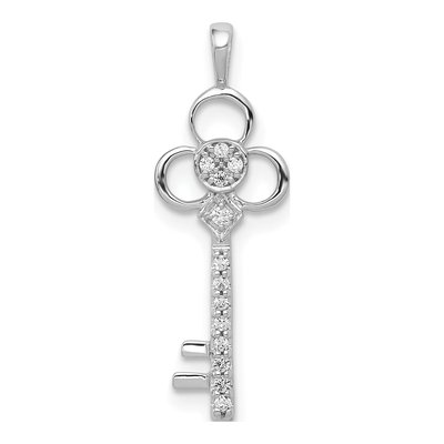14K White Gold 1/15 ct tw Diamond Club Key Pendant