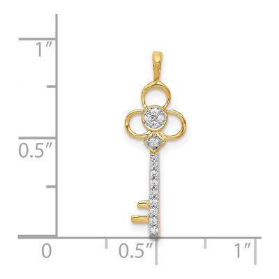 14K Yellow Gold 1/15 ct tw Diamond Key Pendant – view 5