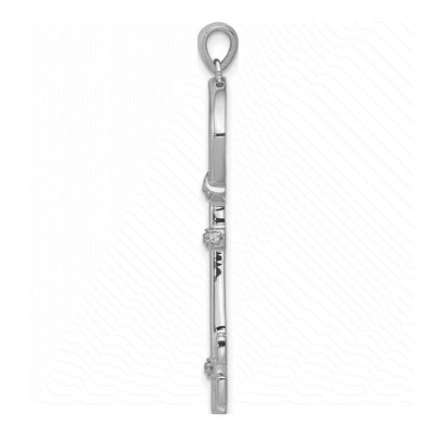 14K White Gold 1/8 ct tw Diamond Circle Key Pendant – view 3