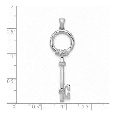14K White Gold 1/8 ct tw Diamond Circle Key Pendant – view 5