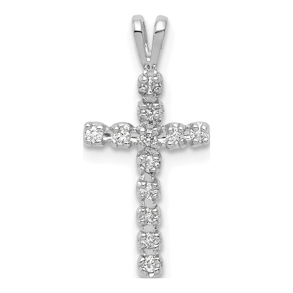 14K White Gold Diamond Latin Cross Pendant