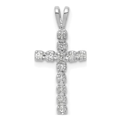 14K White Gold Diamond Latin Cross Pendant