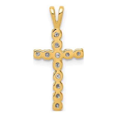 14K Yellow Gold 1/8 ct tw Diamond Latin Cross Pendant – view 3