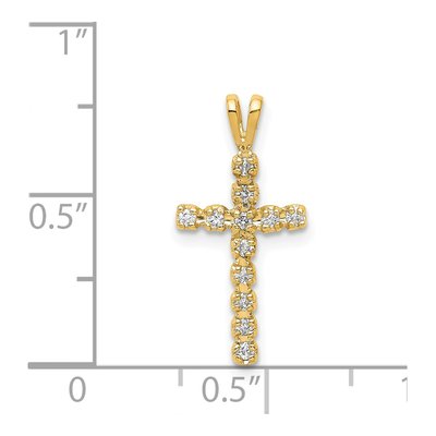 14K Yellow Gold 1/8 ct tw Diamond Latin Cross Pendant – view 4