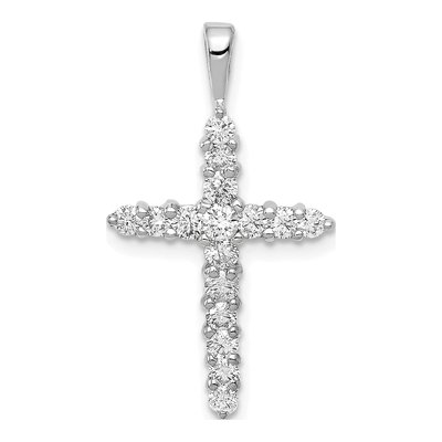 14K White Gold 1/2 ct tw Diamond Cross Pendant