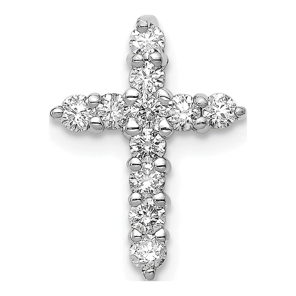 14K White Gold 1/3 ct tw Diamond Cross Slide Pendant