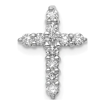 14K White Gold 1/3 ct tw Lab-Grown Diamond Cross Slide Pendant