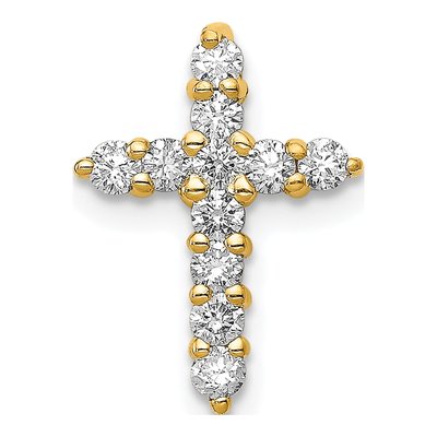 14K Yellow Gold 1/3 ct tw Lab-Grown Diamond Cross Slide Pendant