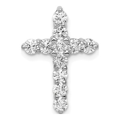 14K White Gold 3/4 ct tw Lab-Grown Diamond Cross Slide Pendant