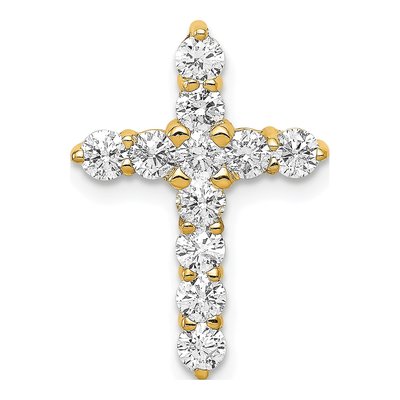14K Yellow Gold 3/4 ct tw Diamond Cross Slide Pendant