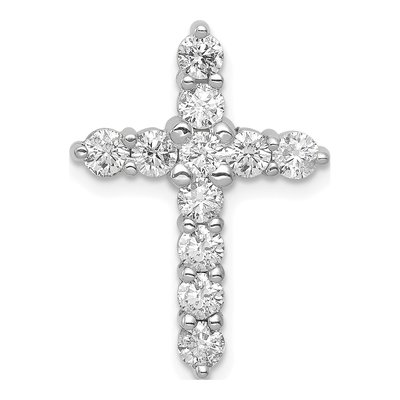 14K White Gold 1 ct tw Diamond Cross Slide Pendant