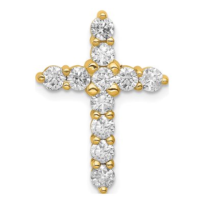 14K Yellow Gold 1 ct tw Lab-Grown Diamond Cross Slide Pendant