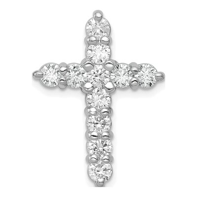 14K White Gold 1 1/4 ct tw Lab-Grown Diamond Cross Slide Pendant