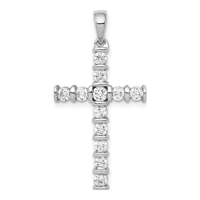 14K White Gold 3/4 ct tw Diamond Latin Cross Pendant