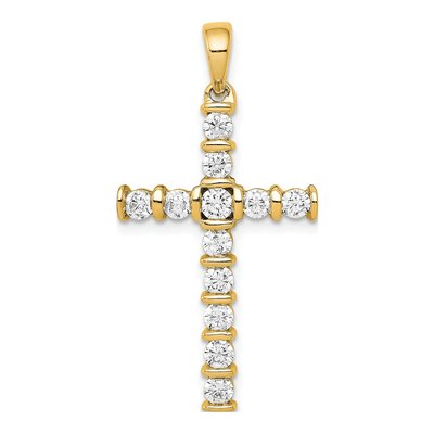 14K Yellow Gold 3/4 ct tw Diamond Latin Cross Pendant