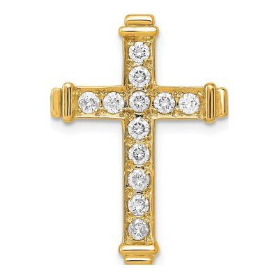 14K Yellow Gold 3/8 ct tw Diamond Latin Cross Slide Pendant