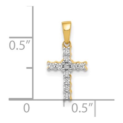 10K Yellow Gold 1/10 ct tw Diamond Small Latin Cross Pendant – view 3