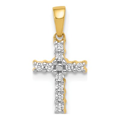 10K Yellow Gold 1/10 ct tw Diamond Small Latin Cross Pendant