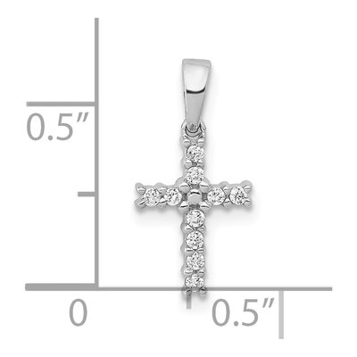 14K White Gold 1/10 ct tw Diamond Latin Cross Pendant – view 4
