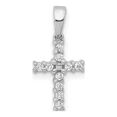 14K White Gold 1/10 ct tw Diamond Latin Cross Pendant