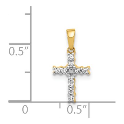 14K Yellow Gold 1/10 ct tw Diamond Latin Cross Pendant – view 4