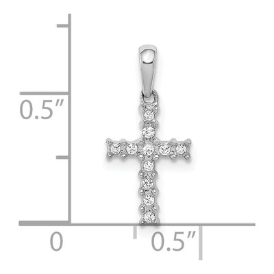 10K White Gold 1/20 ct tw Diamond Small Latin Cross Pendant – view 5