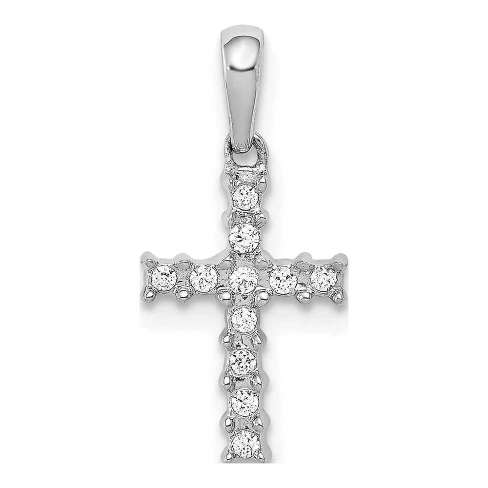 10K White Gold 1/20 ct tw Diamond Small Latin Cross Pendant