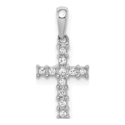 10K White Gold 1/20 ct tw Diamond Small Latin Cross Pendant